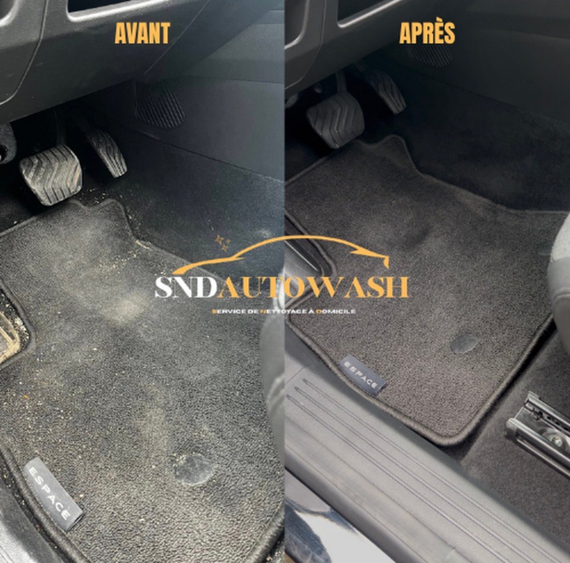 Tapis et Pédales - Transformation Avant/Après — nettoyage intérieur voiture Saint-Malo par SNDAUTOWASH